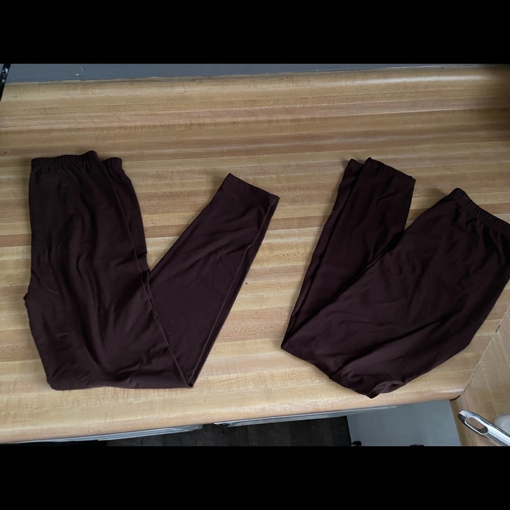 2 pair fall brown soft one size leggings new